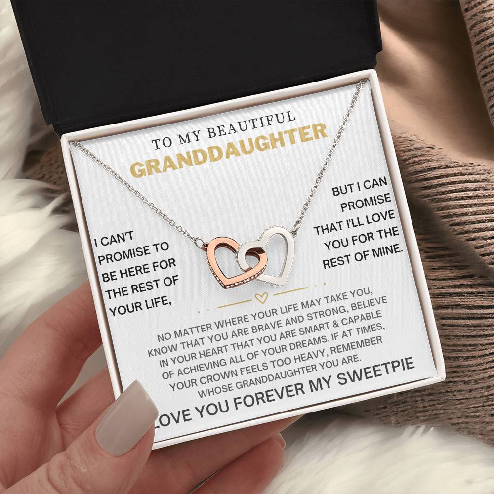 Interlocking Heart Necklace for Granddaughter - CZ Crystals