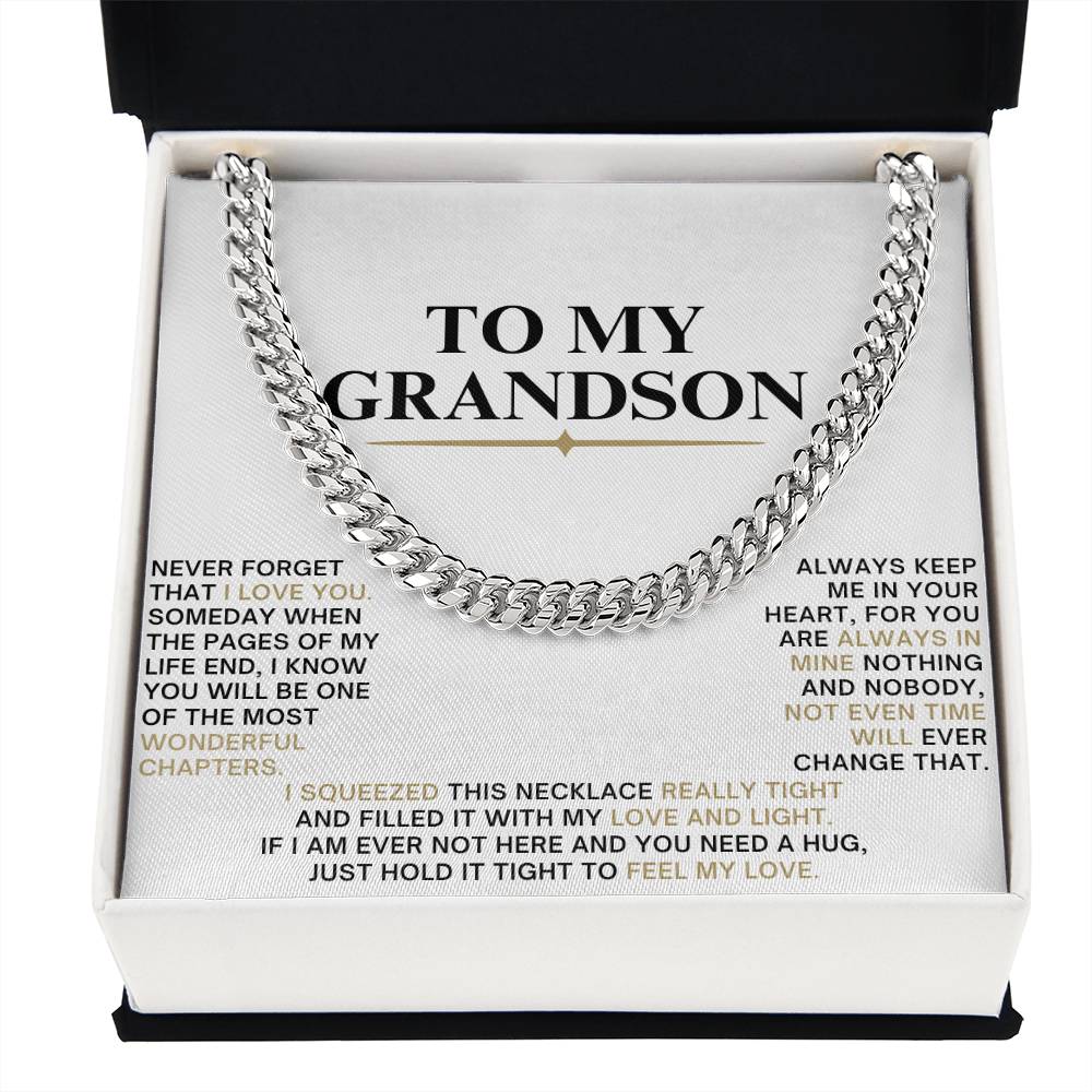 Cuban Link Chain with Sentimental Message for Grandson