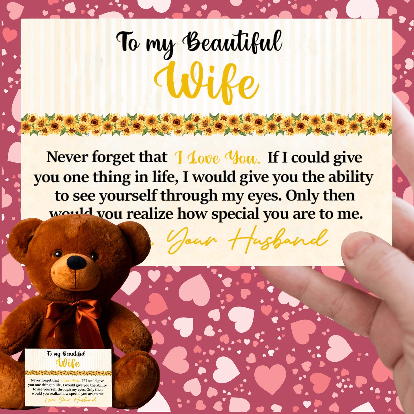 To My Beautiful Wife Mother's Day Card with Teddy Bear
