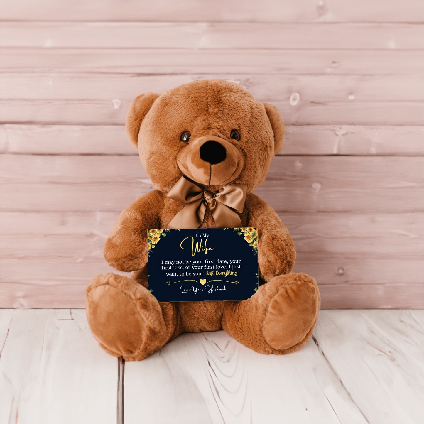 To My Wife Sunflower Mother's Day Card With Teddy Bear