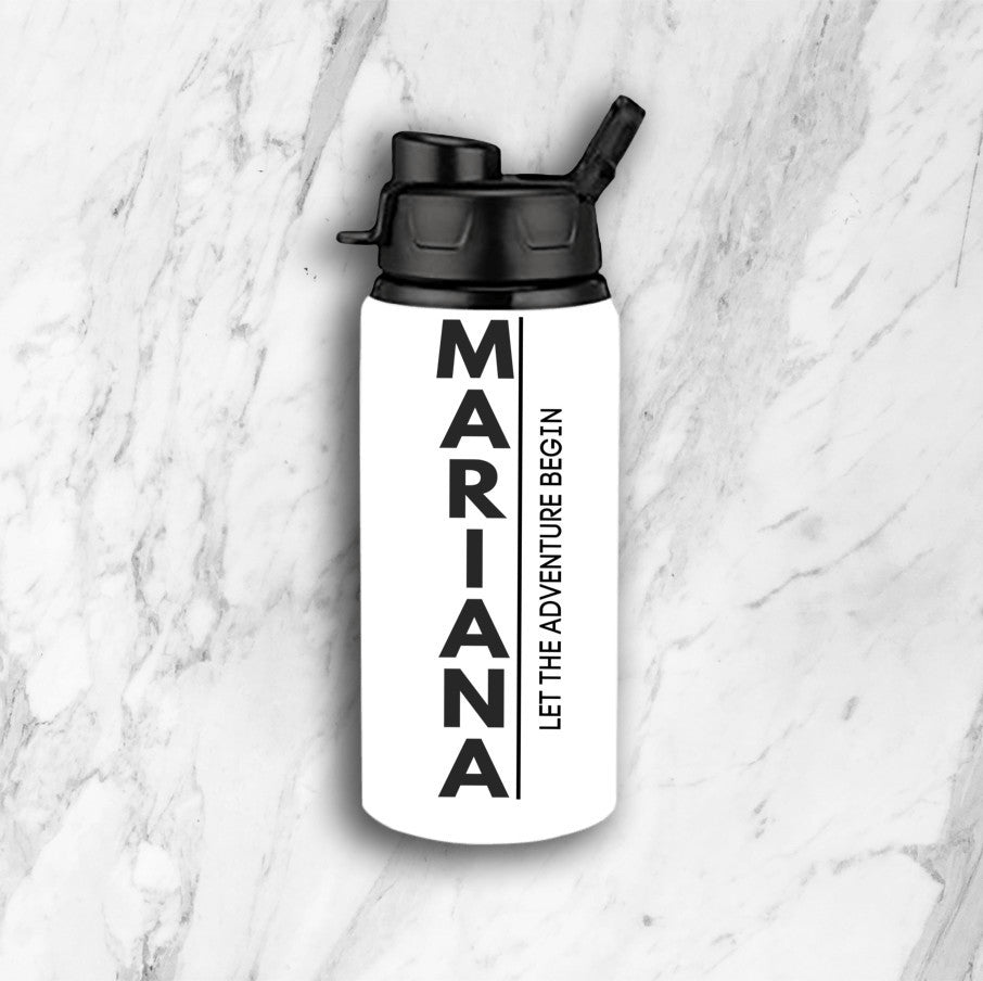 Personalized Name Water Bottle – Let the Adventure Begin – Custom Gift for College, Travel, Graduation or Back to School