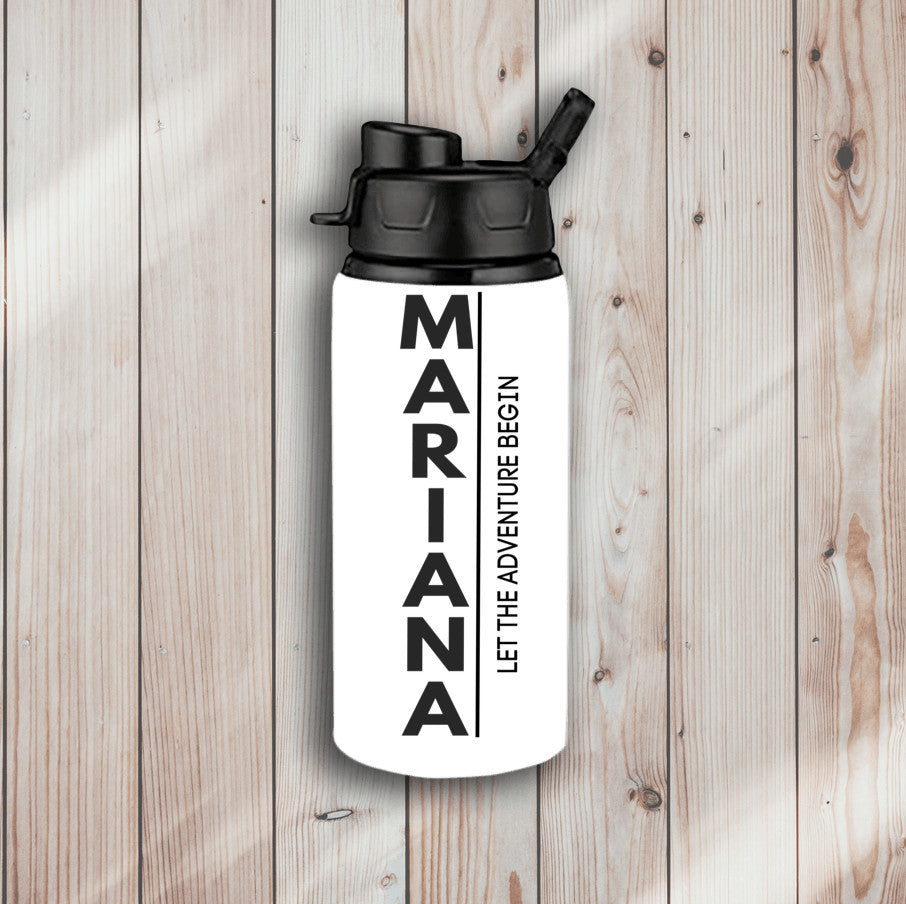 Personalized Name Water Bottle – Let the Adventure Begin – Custom Gift for College, Travel, Graduation or Back to School
