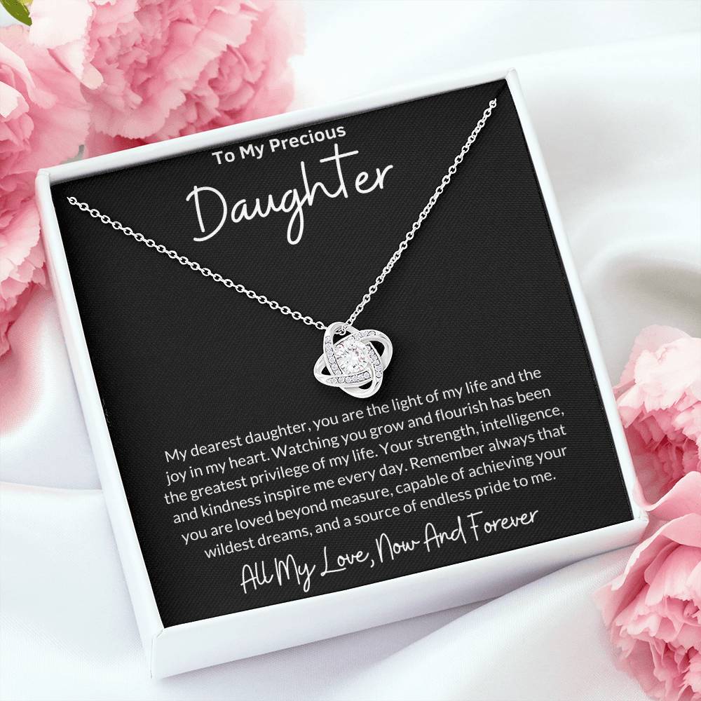 Love Knot Necklace for Daughter with Message Card