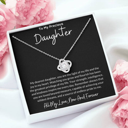 Love Knot Necklace for Daughter with Message Card