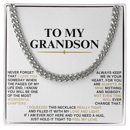 Cuban Link Chain with Sentimental Message for Grandson