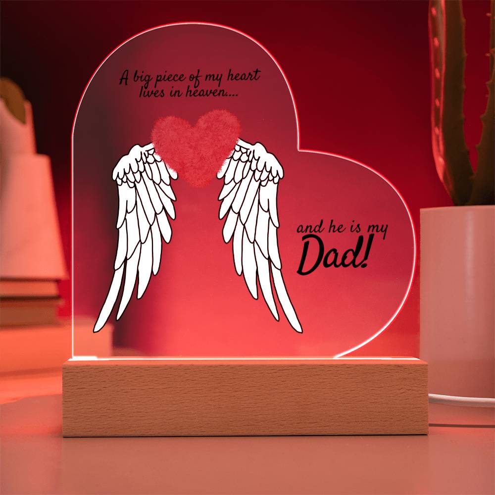 Acrylic Heart Plaque with LED Base - Memorial Keepsake