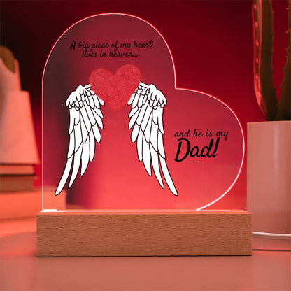 Acrylic Heart Plaque with LED Base - Memorial Keepsake
