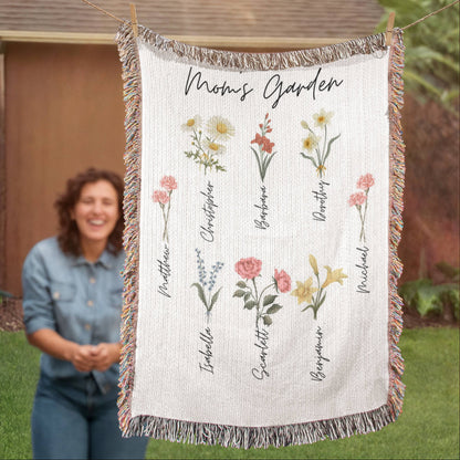 Mom's Garden Personalized Kids Names Heirloom Blanket