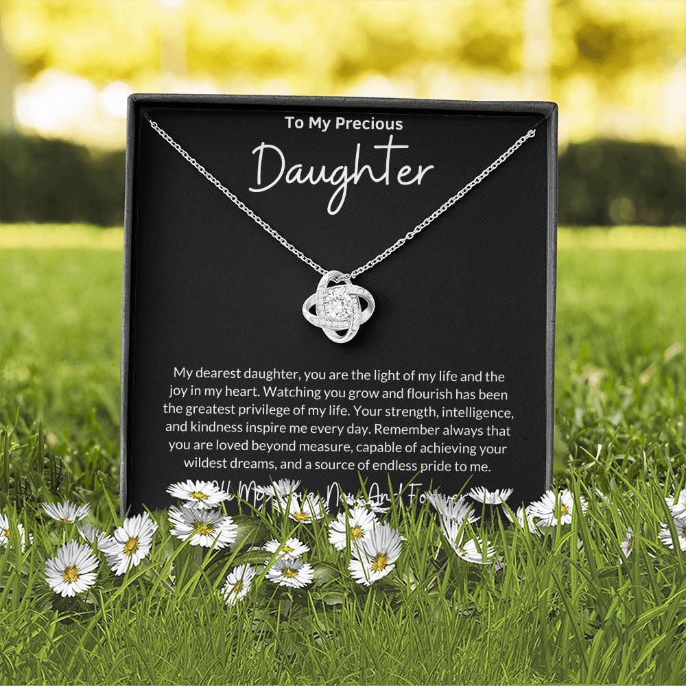 Love Knot Necklace for Daughter with Message Card