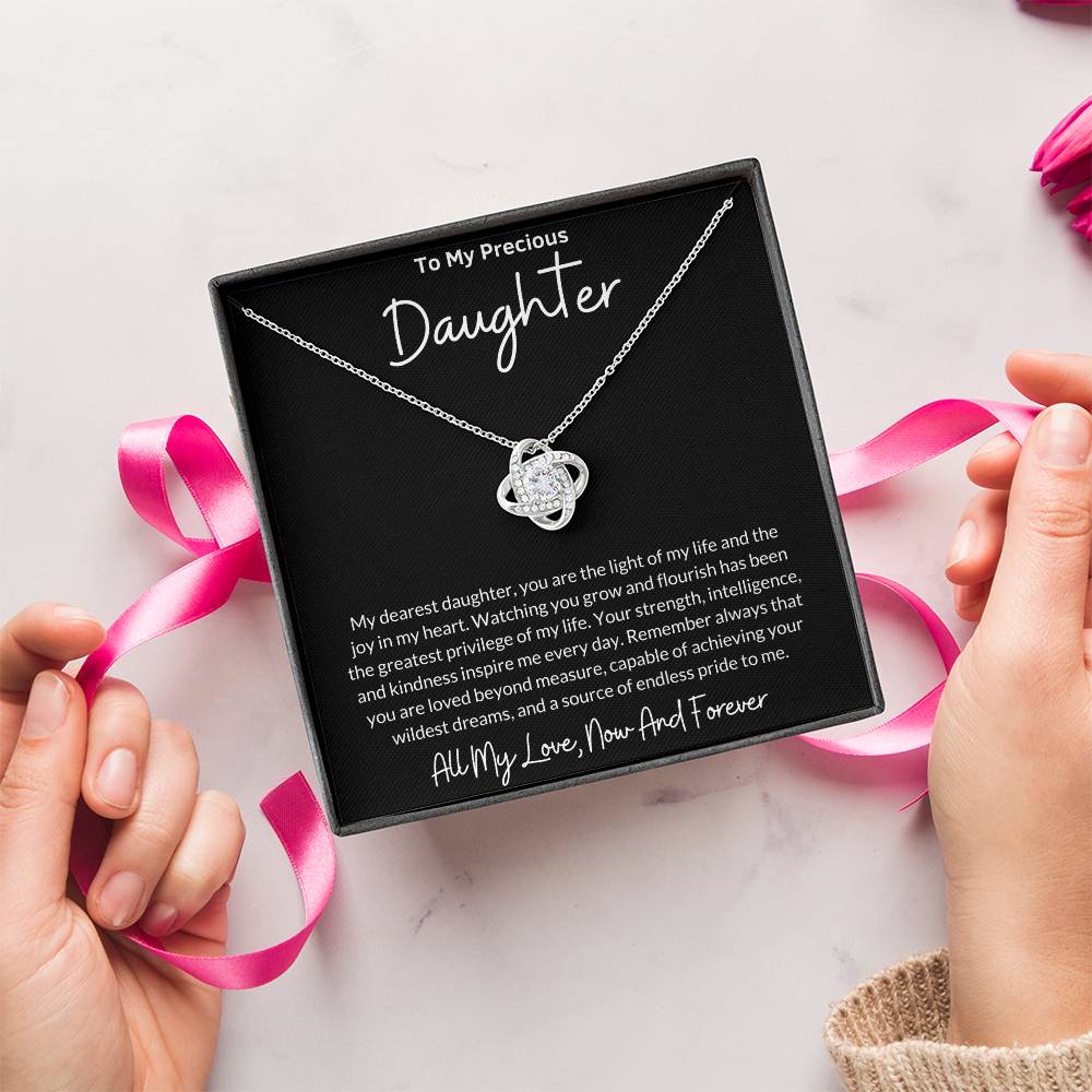 Love Knot Necklace for Daughter with Message Card