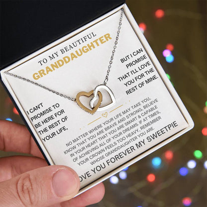 Interlocking Heart Necklace for Granddaughter - CZ Crystals
