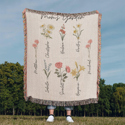 Mom's Garden Personalized Kids Names Heirloom Blanket