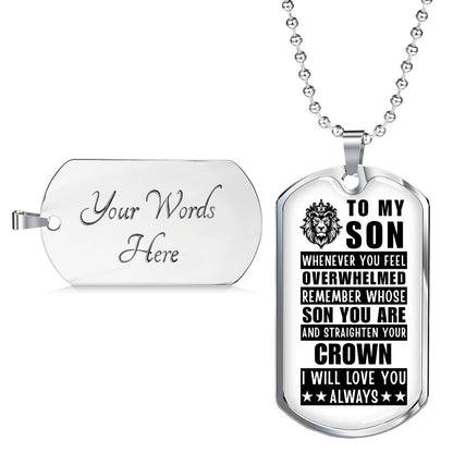 Personalized Dog Tag Necklace with Engraving. Gift for Son
