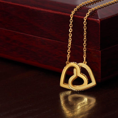 Interlocking Heart Necklace for Granddaughter - CZ Crystals