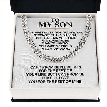 To My Son Cuban Link Chain Necklace - Gift Box Included