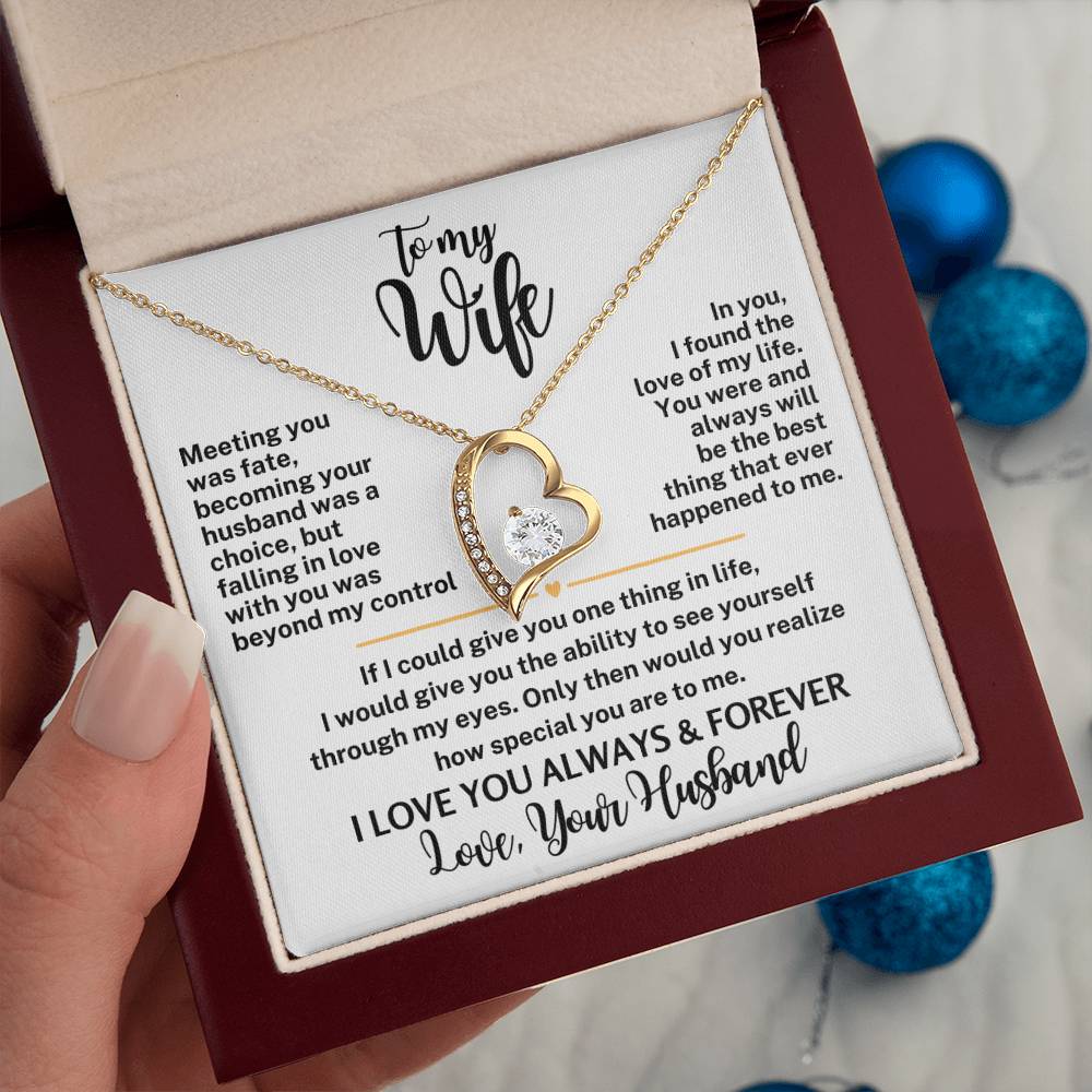 Forever Love Necklace with Message Card To My Wife