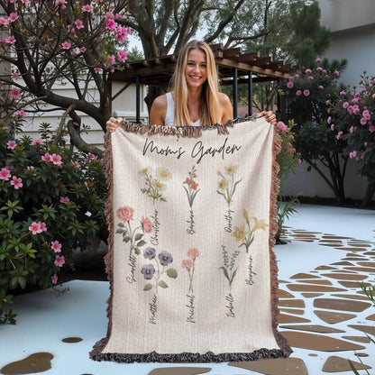 Mom's Garden Personalized Kids Names Heirloom Blanket