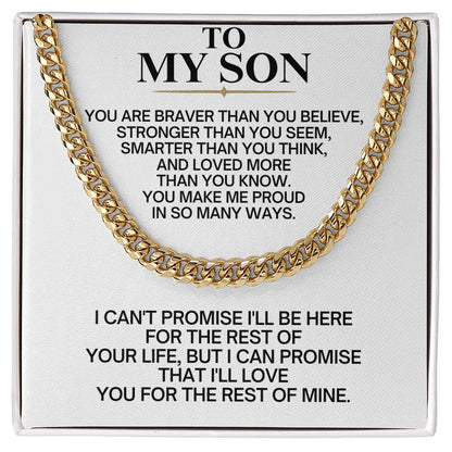 To My Son Cuban Link Chain Necklace - Gift Box Included