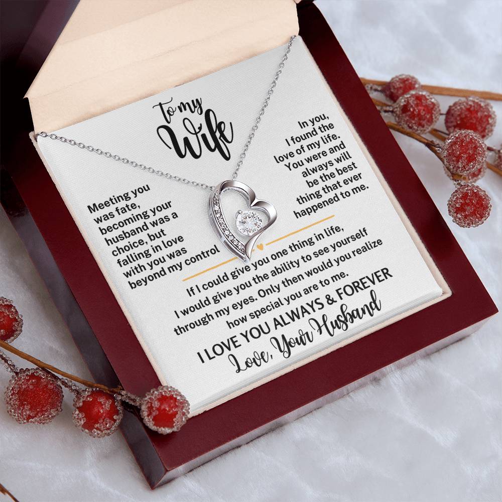 Forever Love Necklace with Message Card To My Wife