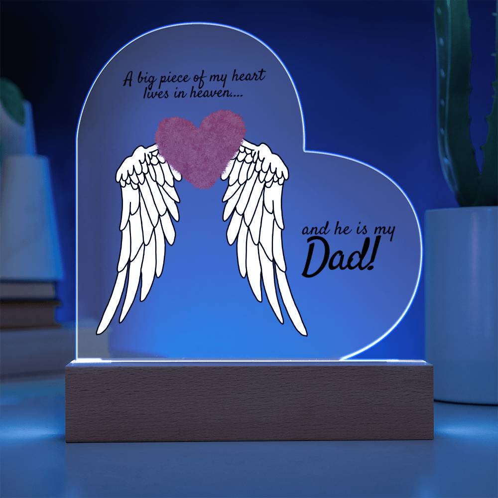 Acrylic Heart Plaque with LED Base - Memorial Keepsake