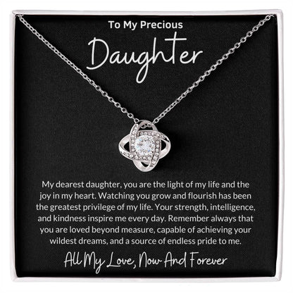 Love Knot Necklace for Daughter with Message Card