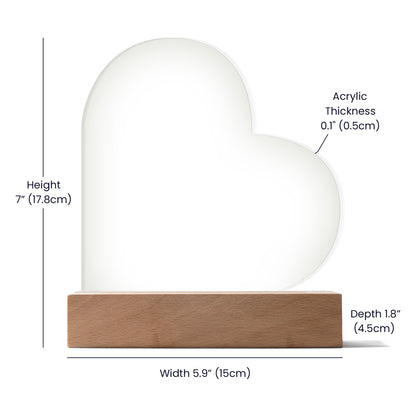 Acrylic Heart Plaque with LED Base - Memorial Keepsake