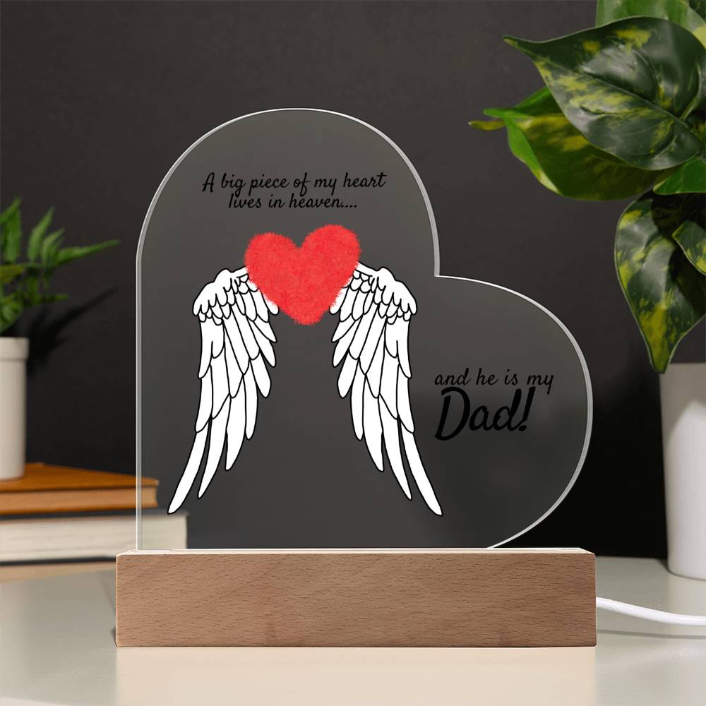 Acrylic Heart Plaque with LED Base - Memorial Keepsake