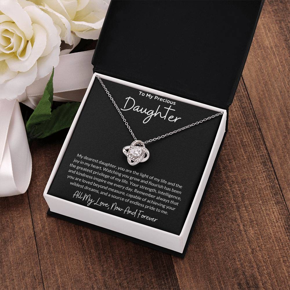 Love Knot Necklace for Daughter with Message Card
