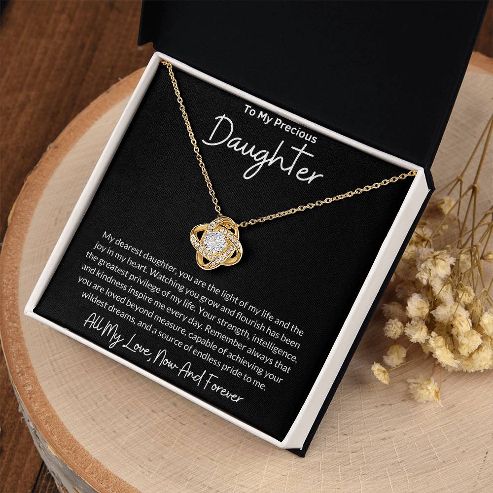 Love Knot Necklace for Daughter with Message Card