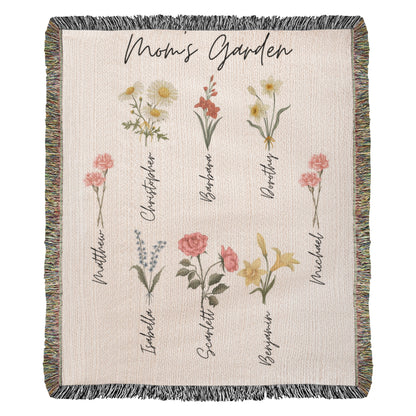Mom's Garden Personalized Kids Names Heirloom Blanket