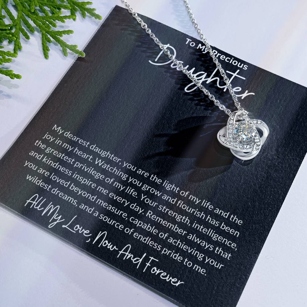 Love Knot Necklace for Daughter with Message Card
