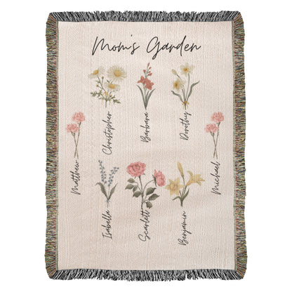 Mom's Garden Personalized Kids Names Heirloom Blanket
