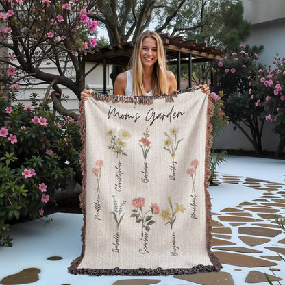 Mom's Garden Personalized Kids Names Heirloom Blanket