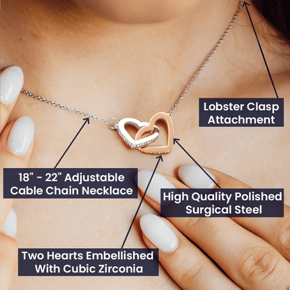Interlocking Heart Necklace for Granddaughter - CZ Crystals