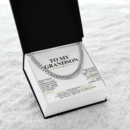 Cuban Link Chain with Sentimental Message for Grandson