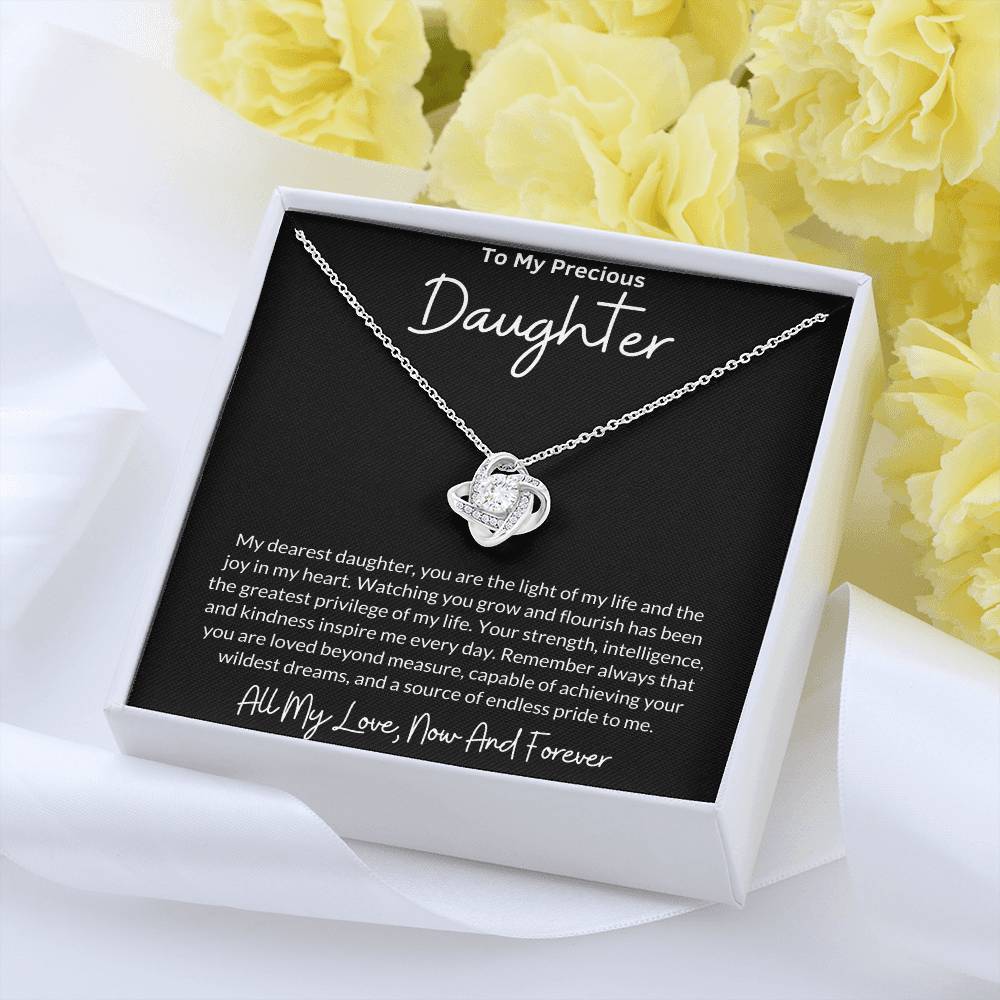 Love Knot Necklace for Daughter with Message Card