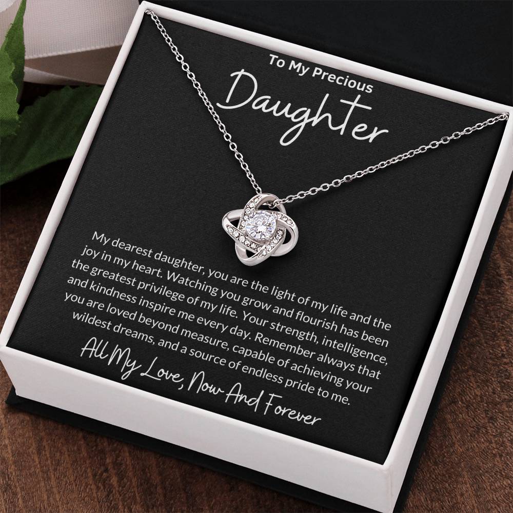 Love Knot Necklace for Daughter with Message Card