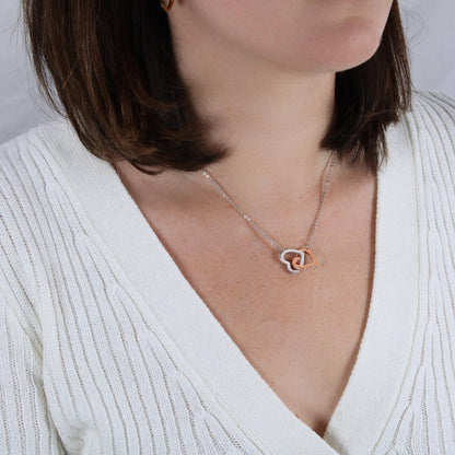 Interlocking Heart Necklace for Granddaughter - CZ Crystals