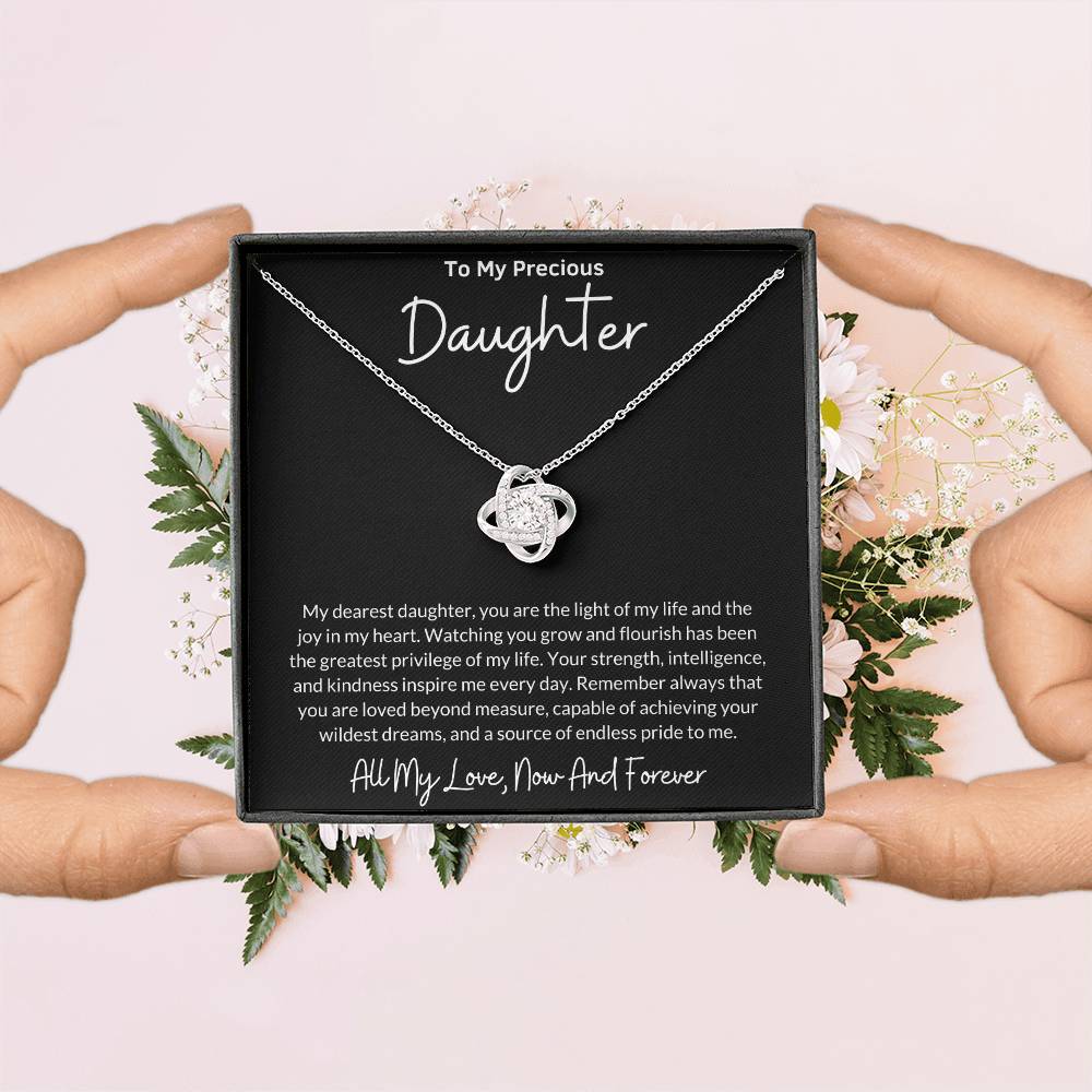 Love Knot Necklace for Daughter with Message Card