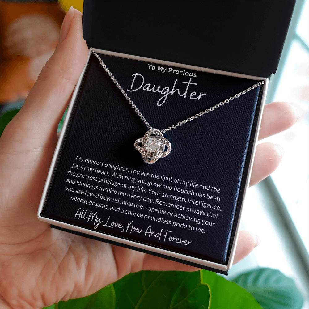 Love Knot Necklace for Daughter with Message Card