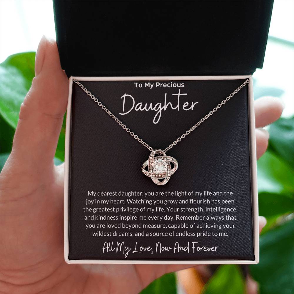 Love Knot Necklace for Daughter with Message Card