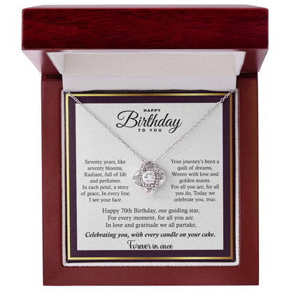 70th Birthday Gift For Women In Your Life. Loveknot Necklace