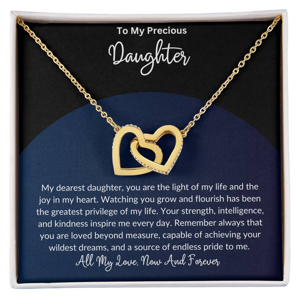 To My Beautiful Daughter - Interlocking Hearts Necklace