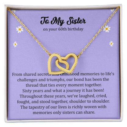 60th Birthday Gift for Sister. Interlocking Hearts Necklace