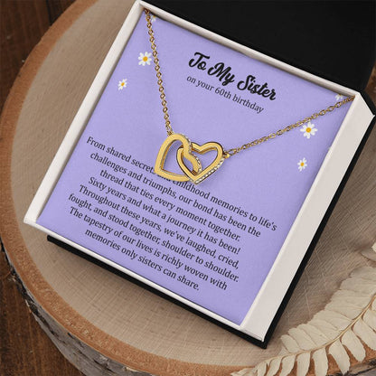 60th Birthday Gift for Sister. Interlocking Hearts Necklace