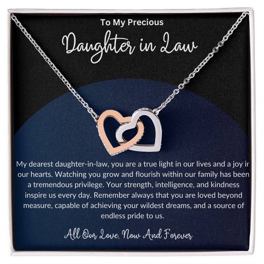 To My Beautiful Daughter In Law - Interlocking Hearts Necklace