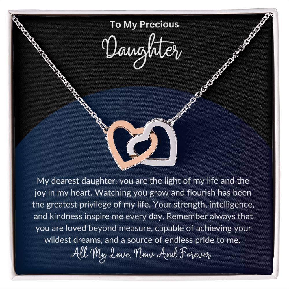 To My Beautiful Daughter - Interlocking Hearts Necklace