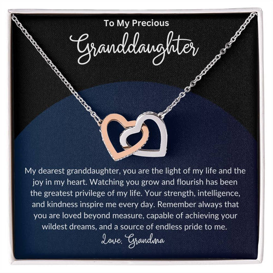 Granddaughter and Grandmother. Interlocking Hearts Necklace