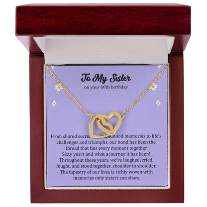 60th Birthday Gift for Sister. Interlocking Hearts Necklace