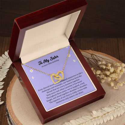 60th Birthday Gift for Sister. Interlocking Hearts Necklace